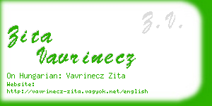zita vavrinecz business card